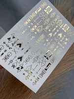 Nail Water Decal Fg-032 | Geometric Water Slide Nail Decals with Gold Foil | Minimalist Abstract Nail Art - UASLIDER