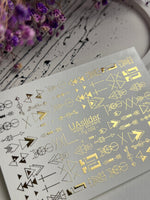 Nail Water Decal Fg-032 | Geometric Water Slide Nail Decals with Gold Foil | Minimalist Abstract Nail Art - UASLIDER