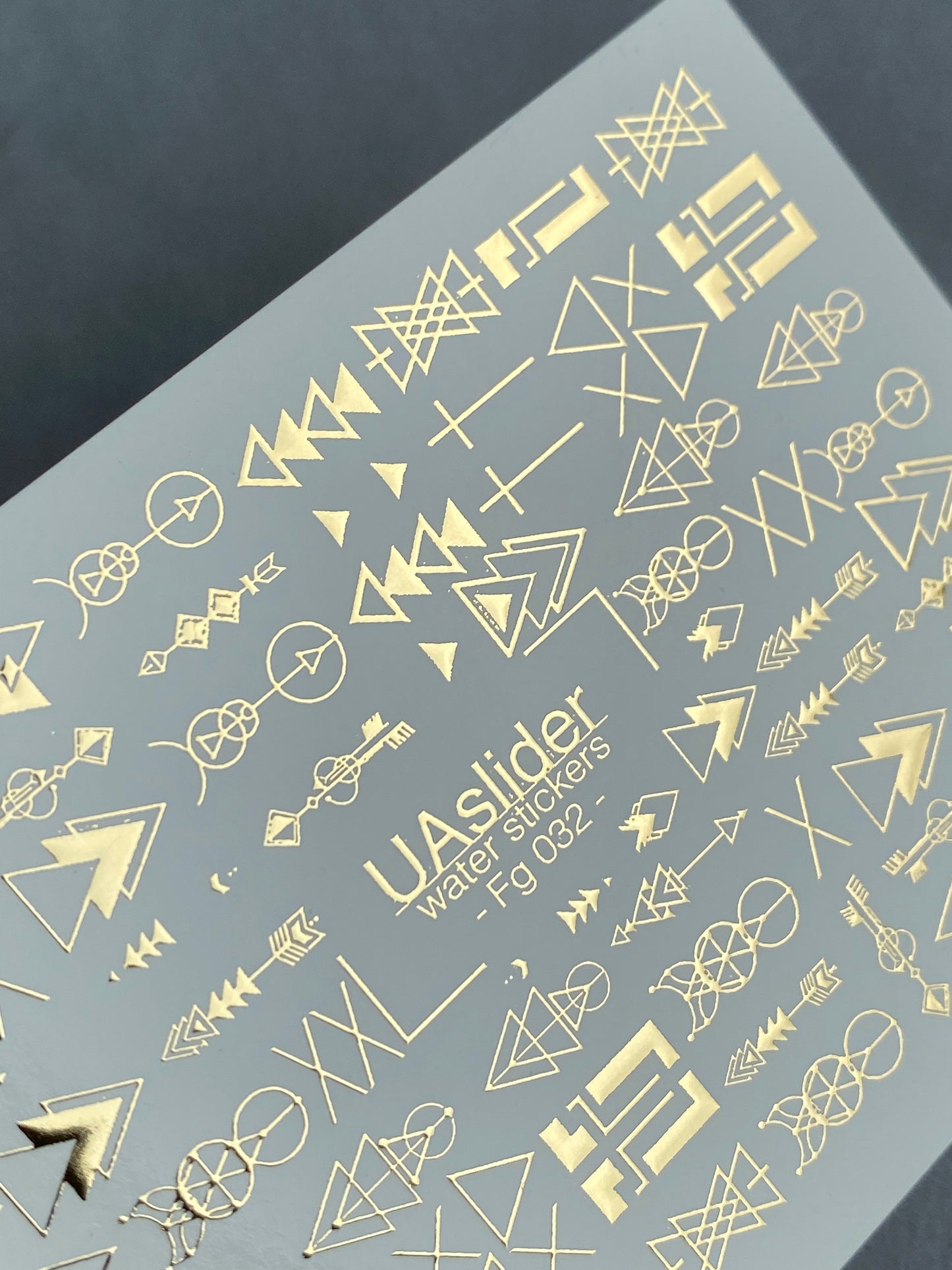 Nail Water Decal Fg-032 | Geometric Water Slide Nail Decals with Gold Foil | Minimalist Abstract Nail Art