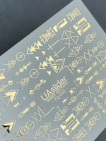 Nail Water Decal Fg-032 | Geometric Water Slide Nail Decals with Gold Foil | Minimalist Abstract Nail Art - UASLIDER