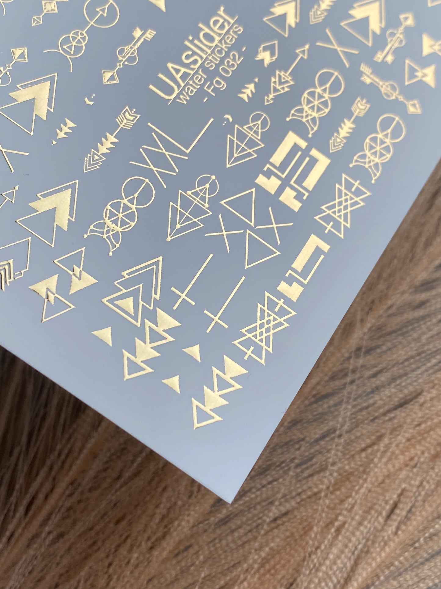 Nail Water Decal Fg-032 | Geometric Water Slide Nail Decals with Gold Foil | Minimalist Abstract Nail Art