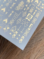 Nail Water Decal Fg-032 | Geometric Water Slide Nail Decals with Gold Foil | Minimalist Abstract Nail Art - UASLIDER