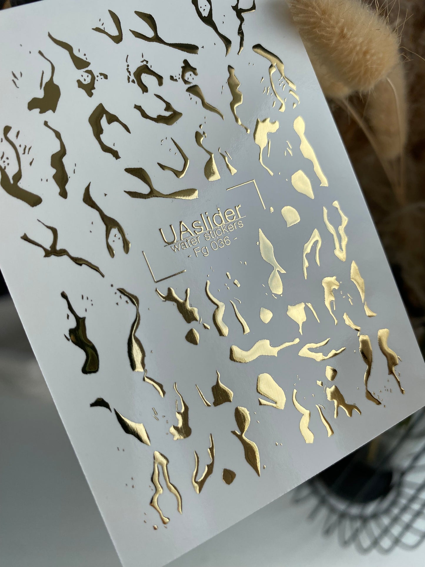 Nail Water Decal Fg-036 | Abstract Gold Brush Strokes Nail Water Decals | Artistic Modern Nail Tattoos