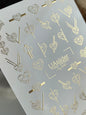 Nail Water Decal Fg-040 | Geometric Heart Water Slide Nail Decals | Gold Minimalist Nail Art