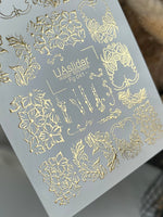 Nail Water Decal Fg-041 | Floral Water Slide Nail Decals | Gold Elegant Nail Art Designs - UASLIDER