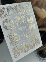 Nail Water Decal Fg-041 | Floral Water Slide Nail Decals | Gold Elegant Nail Art Designs - UASLIDER
