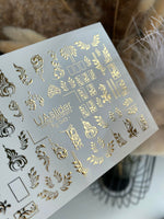 Nail Water Decal Fg-043 | Antique Water Slide Nail Decals | Gold Ornamental Frames and Swirls - UASLIDER