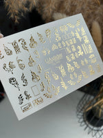 Nail Water Decal Fg-043 | Antique Water Slide Nail Decals | Gold Ornamental Frames and Swirls - UASLIDER