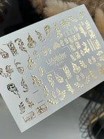 Nail Water Decal Fg-043 | Antique Water Slide Nail Decals | Gold Ornamental Frames and Swirls - UASLIDER
