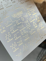 Nail Water Decal Fg-044 | Scientific Water Slide Nail Decals | Gold Molecules and Chemistry Designs - UASLIDER