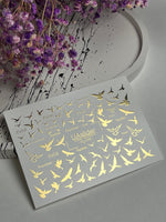 Nail Water Decal Fg-045 | Water Slide Nail Decals Birds | Gold Flying Birds and Minimalist Words - UASLIDER