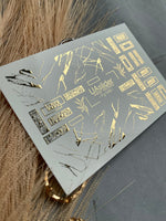 Nail Water Decal Fg-049 | Water Slide Nail Decals Geometric Gold | Rectangle Lace and Abstract Crack Design - UASLIDER