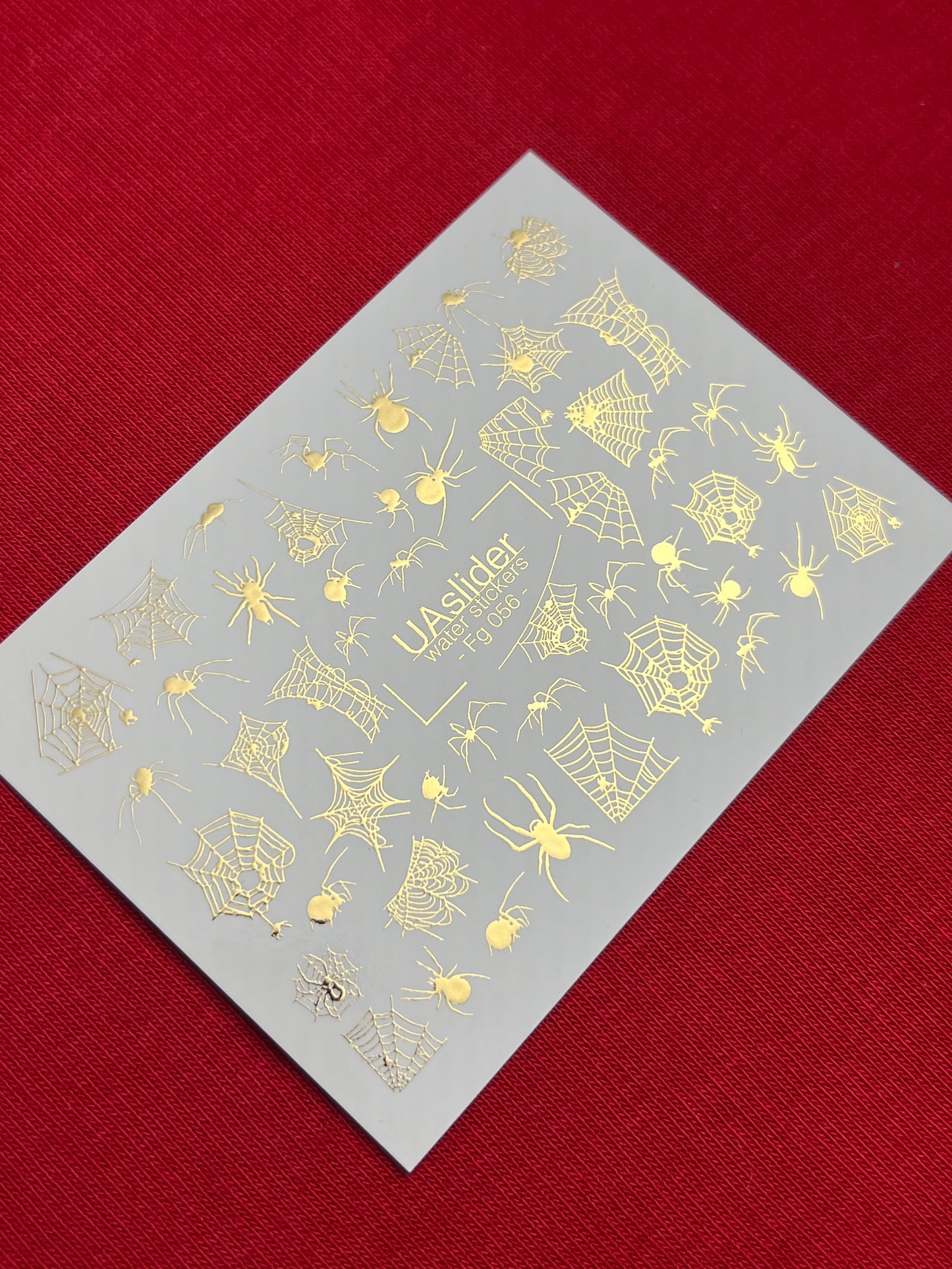 Nail Water Decal Fg-056 | Water Slide Nail Decals Halloween Spiders | Gold Spider Web Nail Tattoos