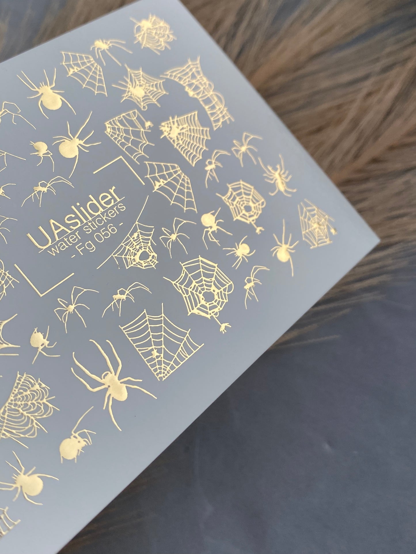 Nail Water Decal Fg-056 | Water Slide Nail Decals Halloween Spiders | Gold Spider Web Nail Tattoos