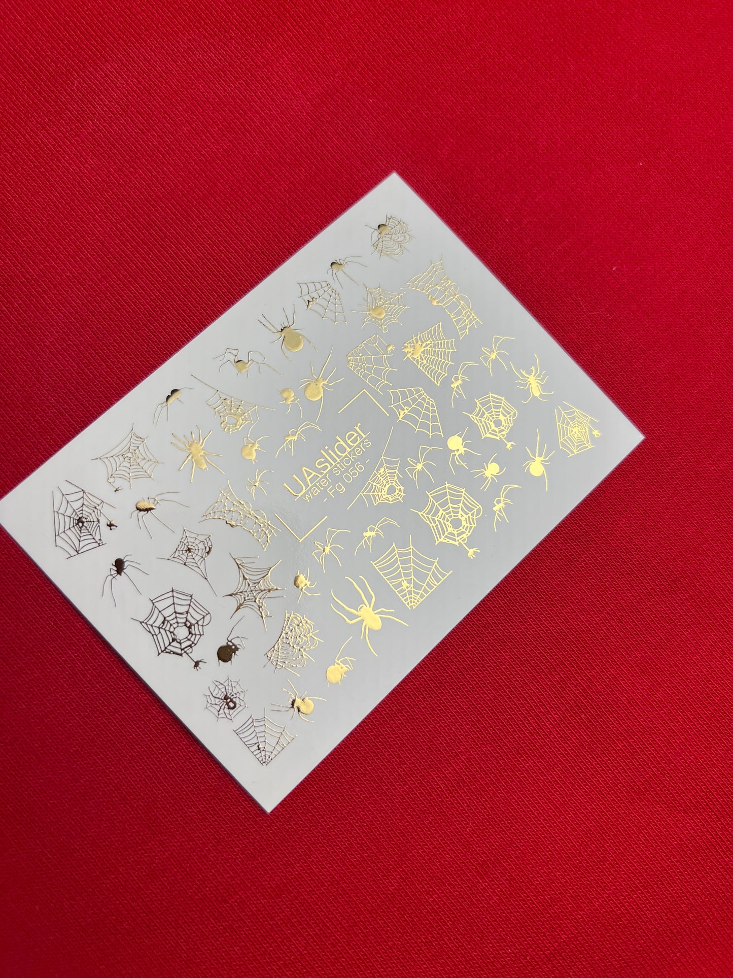 Nail Water Decal Fg-056 | Water Slide Nail Decals Halloween Spiders | Gold Spider Web Nail Tattoos