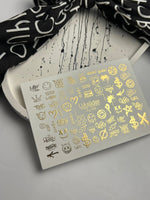 Nail Water Decal Fg-058 | Water Slide Nail Decals Graffiti Gold | Street Style Nail Tattoos with Emoji - UASLIDER