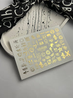 Nail Water Decal Fg-058 | Water Slide Nail Decals Graffiti Gold | Street Style Nail Tattoos with Emoji - UASLIDER