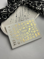 Nail Water Decal Fg-058 | Water Slide Nail Decals Graffiti Gold | Street Style Nail Tattoos with Emoji - UASLIDER