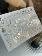 Nail Water Decal Fg-060 | Gold Foil Water Slide Nail Decals | Butterflies & Leaves