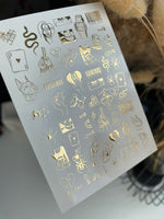 Nail Water Decal Fg-061 | Gold Foil Water Slide Nail Decals | Edgy Tattoo-Inspired Art - UASLIDER