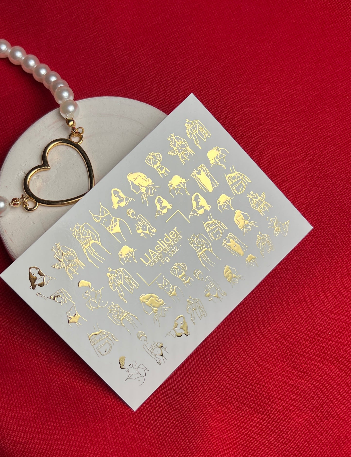 Nail Water Decal Fg-062 | Gold Foil Water Slide Nail Decals | Fashion Sketch Figures