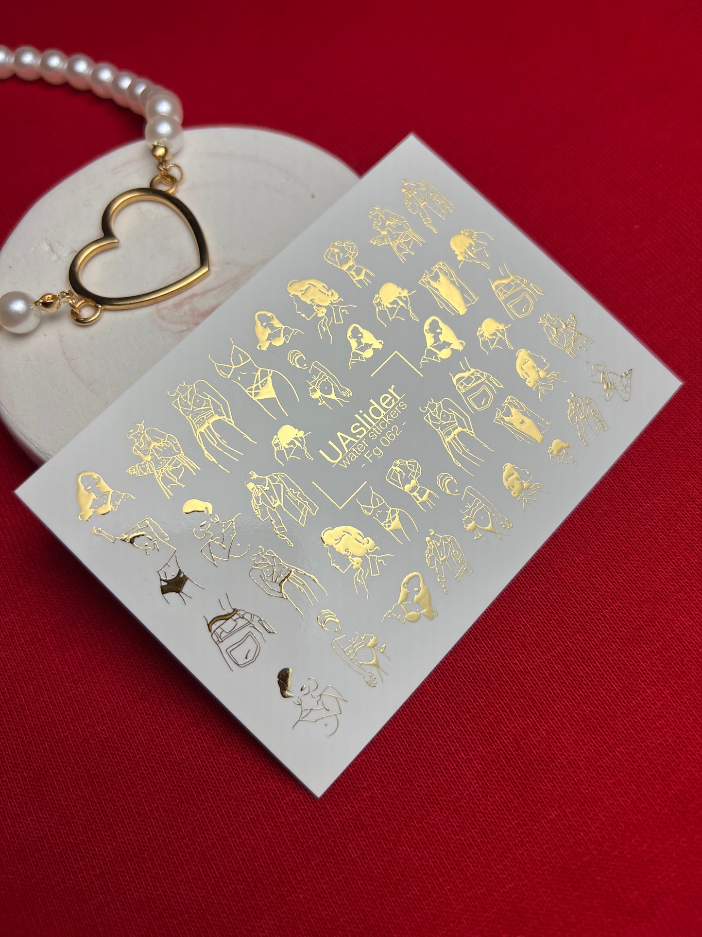 Nail Water Decal Fg-062 | Gold Foil Water Slide Nail Decals | Fashion Sketch Figures