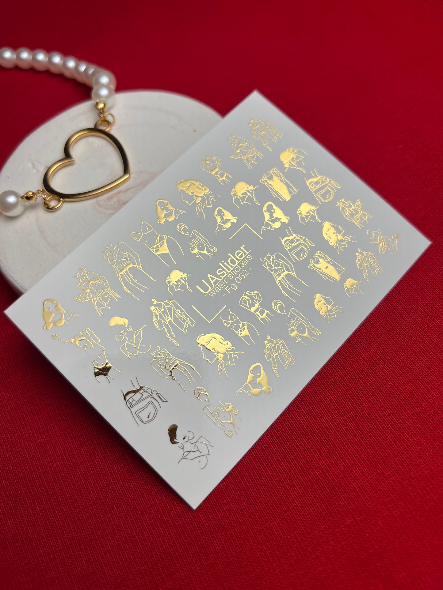 Nail Water Decal Fg-062 | Gold Foil Water Slide Nail Decals | Fashion Sketch Figures