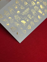 Nail Water Decal Fg-062 | Gold Foil Water Slide Nail Decals | Fashion Sketch Figures - UASLIDER
