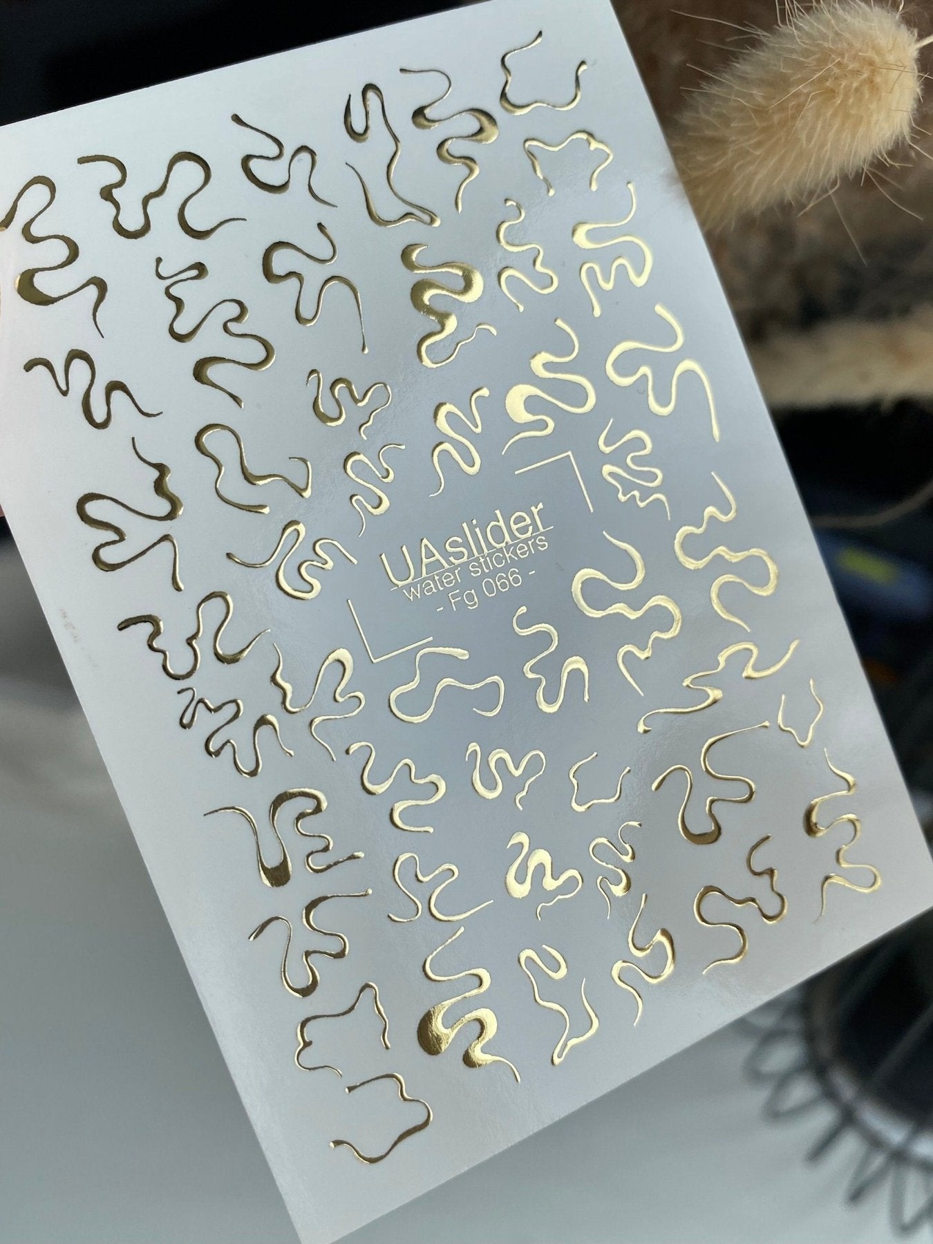 Nail Water Decal Fg-066 | Gold Foil Water Slide Nail Decals | Abstract Fluid Waves - UASLIDER