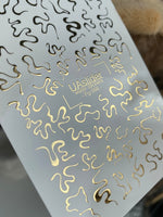 Nail Water Decal Fg-066 | Gold Foil Water Slide Nail Decals | Abstract Fluid Waves - UASLIDER