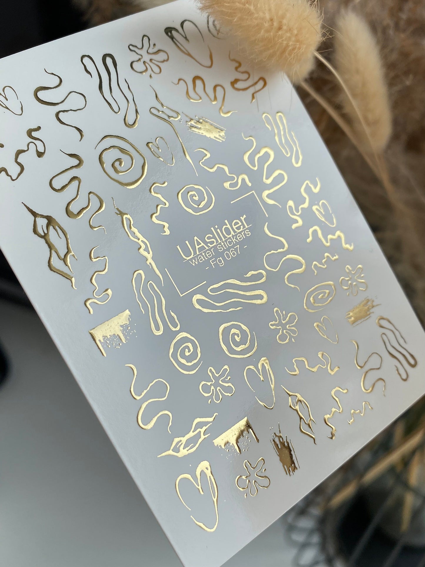 Nagel Wasserabziehbild Fg-067 | Goldfolie Wasser-Schiebefolie Nagelabziehbilder | Abstrakte Kritzeleien & Symbole