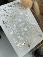 Nail Water Decal Fg-067 | Gold Foil Water Slide Nail Decals | Abstract Doodles & Symbols - UASLIDER