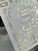 Nail Water Decal Fg-069 | Gold Foil Water Slide Nail Decals | Floral Frames & Love Motifs - UASLIDER