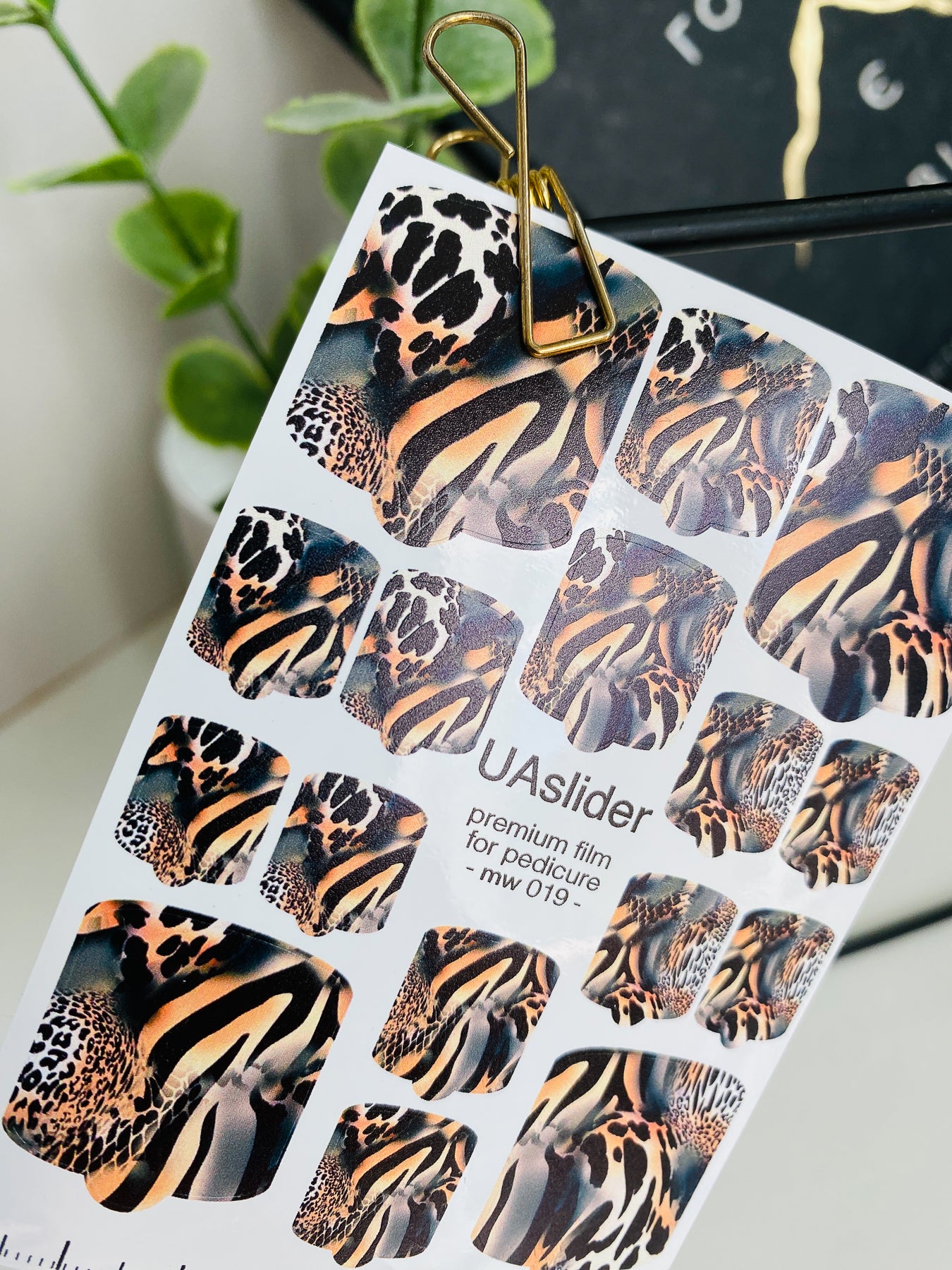 Pedicure nail wrap films mw-019 | Nail Wrap Films for Pedicure | Animal Print Mix Design