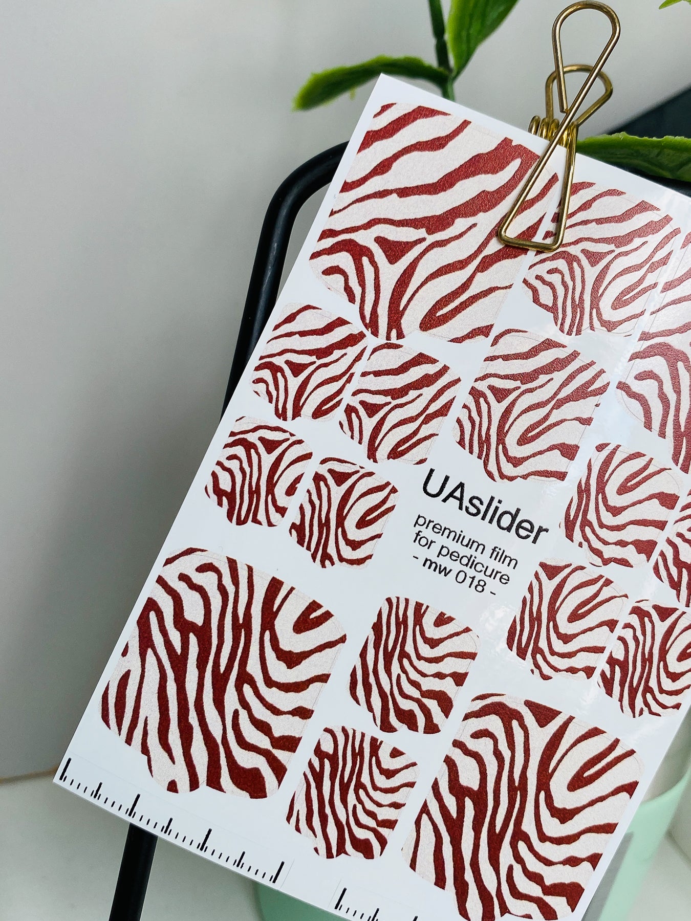 Pedicure nail wrap films mw-018 | Nail Wrap Films for Pedicure | Red Zebra Pattern Design