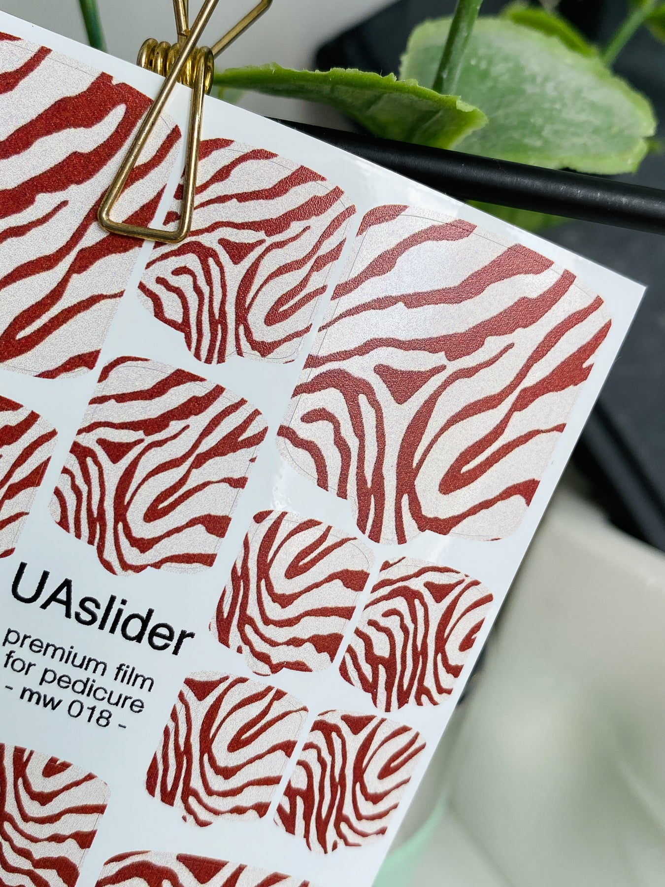 Pedicure nail wrap films mw-018 | Nail Wrap Films for Pedicure | Red Zebra Pattern Design