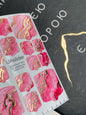 Pedicure nail wrap films mwf-016 | Nail Wrap Films for Pedicure | Pink Marble with Gold Foil
