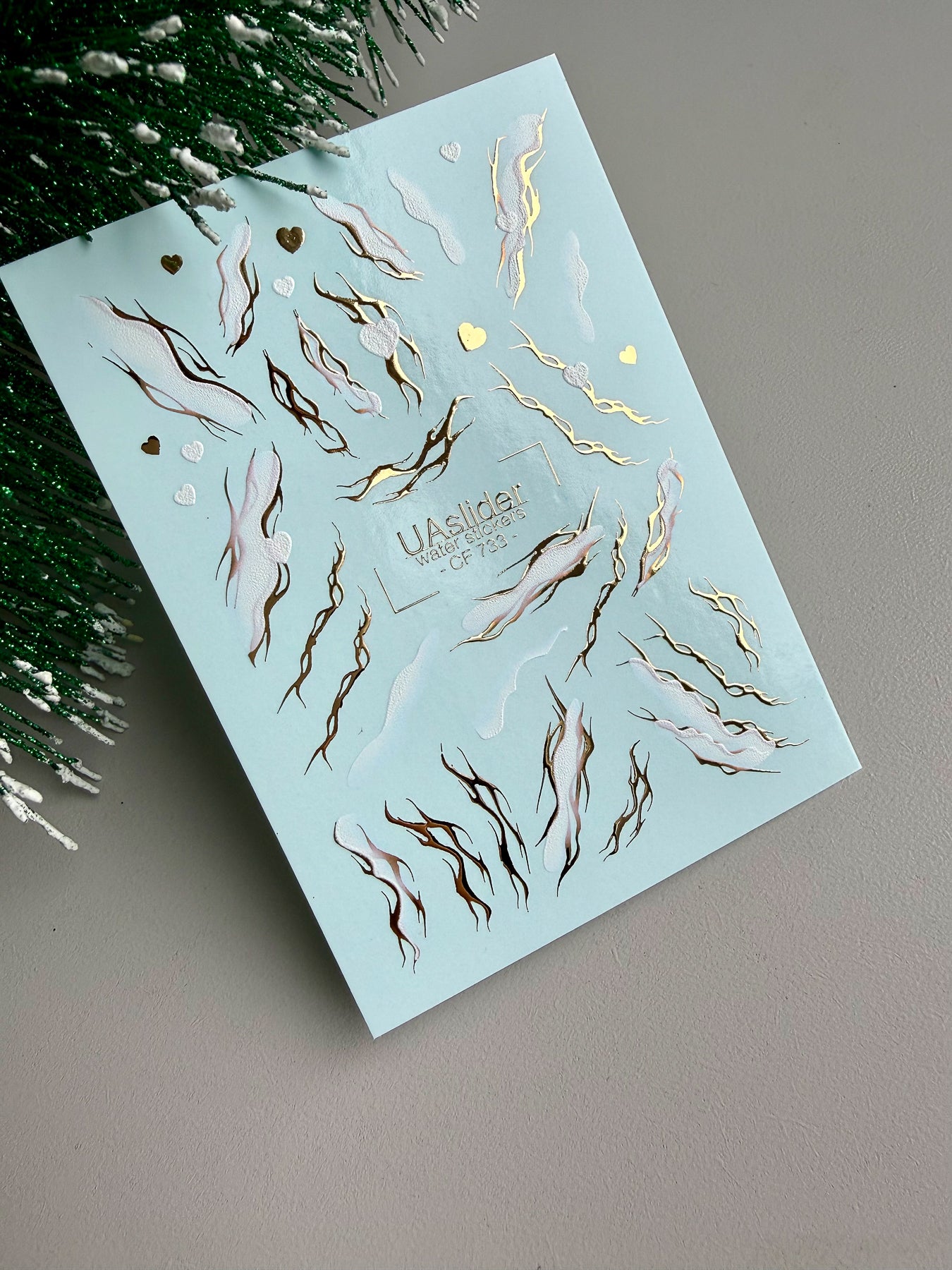 Nail Water Decal CF-733 | Water Slide Nail Decals | Gold Flame and Ice Smoke Design