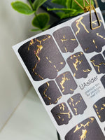 Pedicure nail wrap films mwf-015 | Nail Wrap Films for Pedicure | Black Marble with Gold Foil