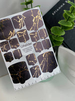 Pedicure nail wrap films mwf-014 | Nail Wrap Films for Pedicure | Chocolate Marble with Gold Foil