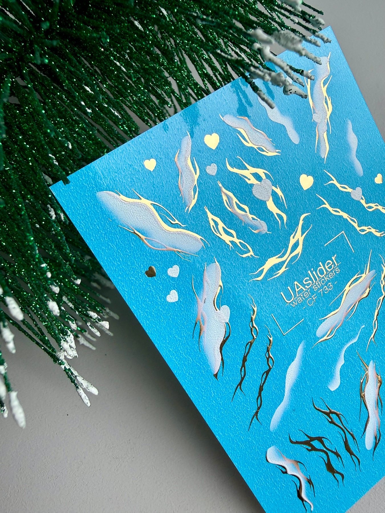 Nail Water Decal CF-733 | Water Slide Nail Decals | Gold Flame and Ice Smoke Design
