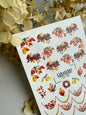 Nail Water Decal CF-735 | Water Slide Nail Decals | Autumn Leaves and Birds Design