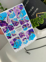 Pedicure nail wrap films mwf-012 | Nail Wrap Films for Pedicure | Blue Purple Marble with Gold Foil