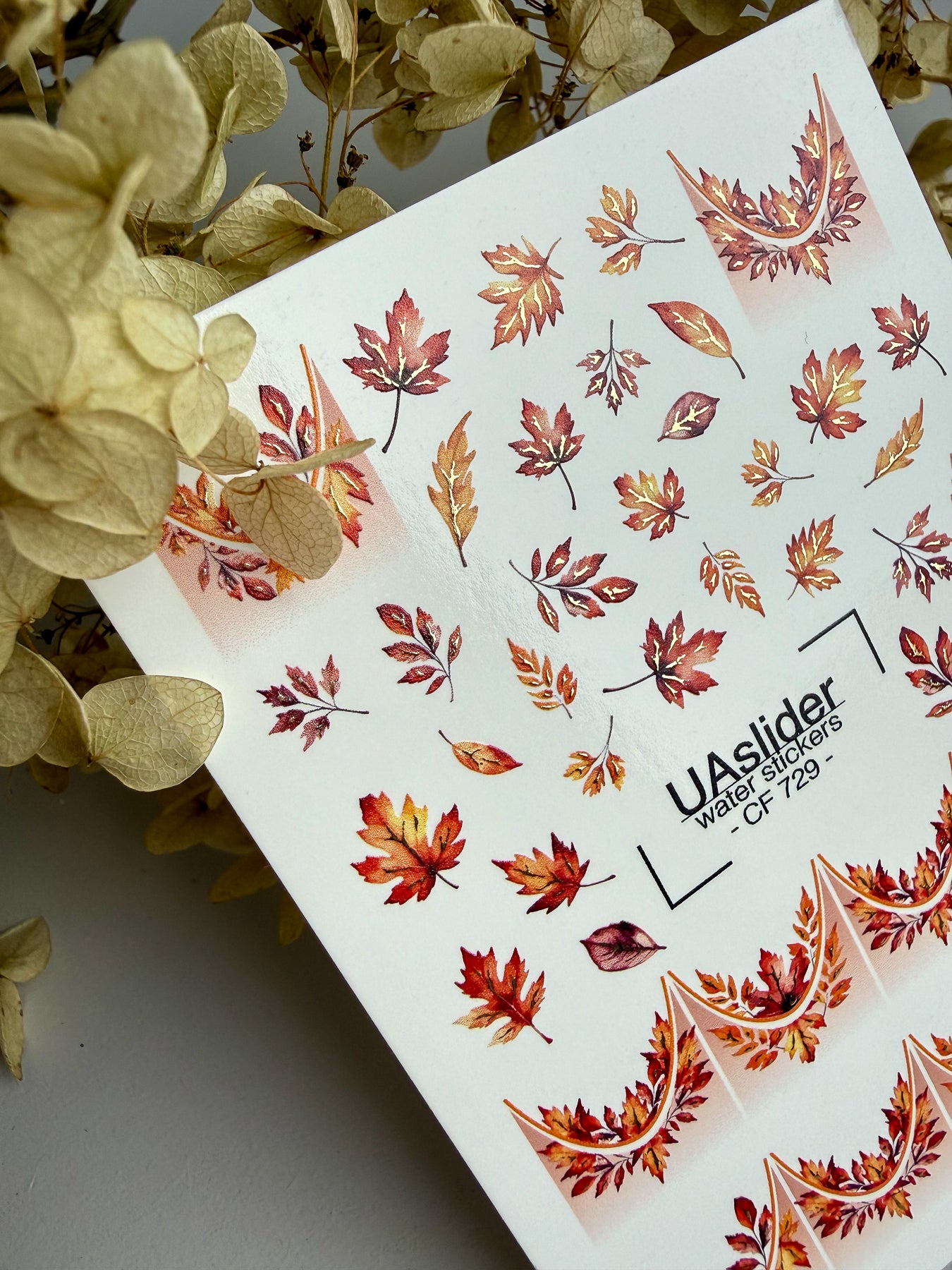 Nail Water Decal CF-729 | Water Slide Nail Decals | Autumn Leaves Nail Art with Gradient Design