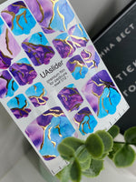 Pedicure nail wrap films mwf-012 | Nail Wrap Films for Pedicure | Blue Purple Marble with Gold Foil