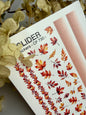 Nail Water Decal CF-730 | Water Slide Nail Decals | Autumn Maple Leaves and Gradient Stripes Design