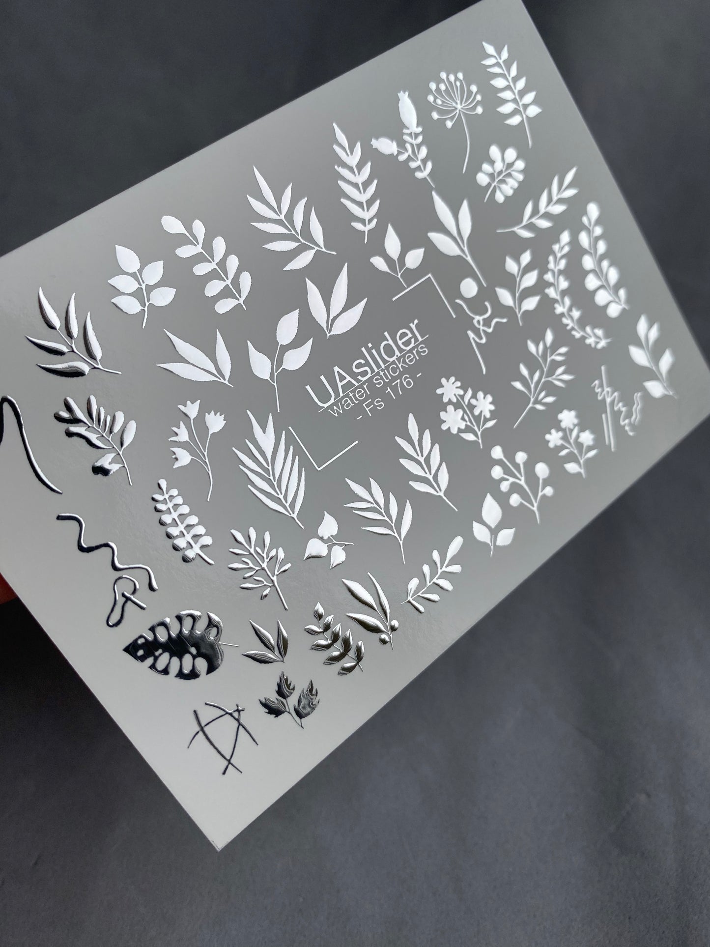 Водные наклейки для ногтей Fs-176 | Водные слайдерные наклейки для ногтей с листьями | Ботаническая зелень