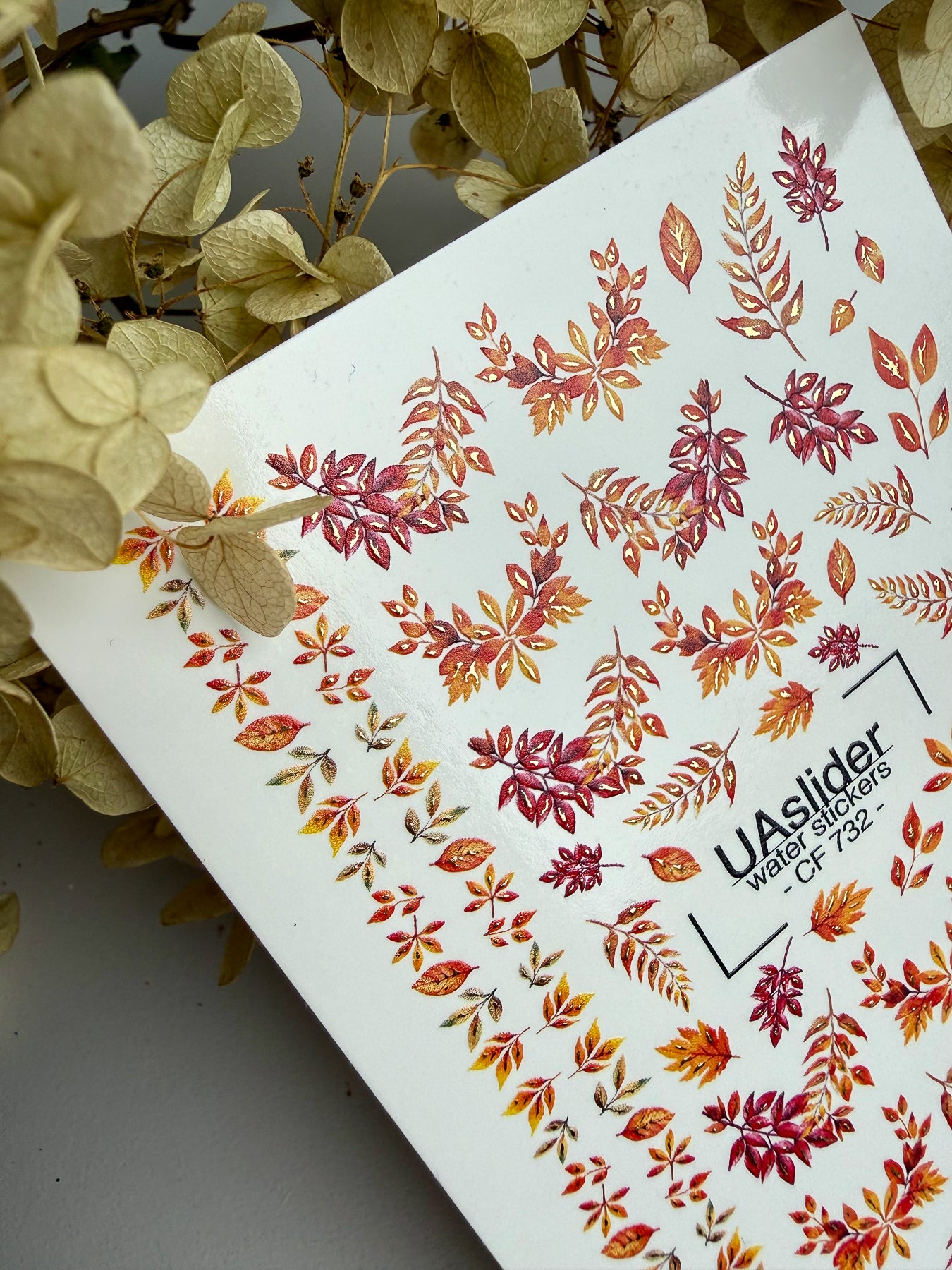 Nail Water Decal CF-732 | Water Slide Nail Decals | Autumn Leaf Branches in Warm Tones