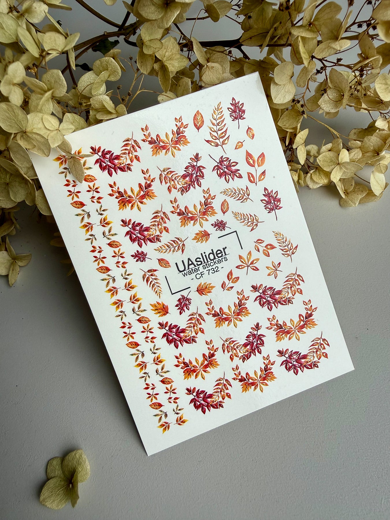 Nail Water Decal CF-732 | Water Slide Nail Decals | Autumn Leaf Branches in Warm Tones