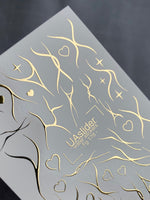 Nail Water Decal Fg-178 | Gold Foil Water Slide Nail Decals | Abstract Lines & Minimalist Accents - UASLIDER